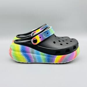 Crocs Shoes Womens 7 Platform Rainbow Tie Dye Classic Bae Clog Foam Slip On